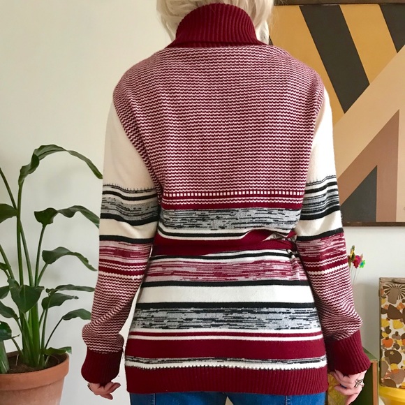 Vintage 70s striped space dye cardigan sweater M/L - Picture 4 of 6